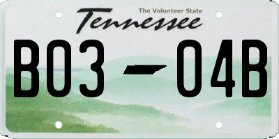 TN license plate B0304B