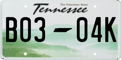TN license plate B0304K