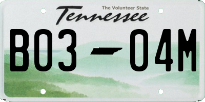 TN license plate B0304M