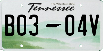 TN license plate B0304V