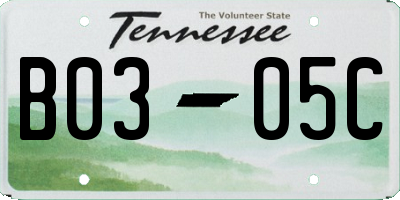 TN license plate B0305C