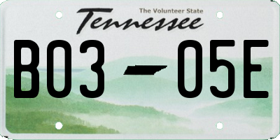 TN license plate B0305E