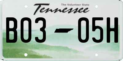 TN license plate B0305H