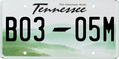 TN license plate B0305M