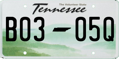 TN license plate B0305Q