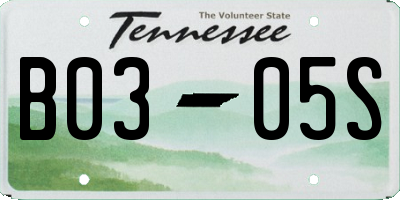 TN license plate B0305S