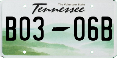 TN license plate B0306B