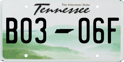 TN license plate B0306F