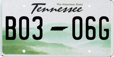 TN license plate B0306G