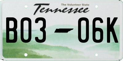 TN license plate B0306K