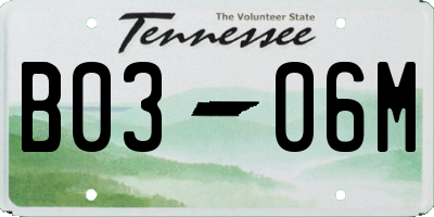 TN license plate B0306M