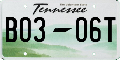 TN license plate B0306T