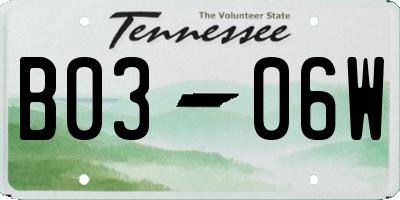 TN license plate B0306W