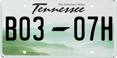 TN license plate B0307H