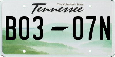 TN license plate B0307N