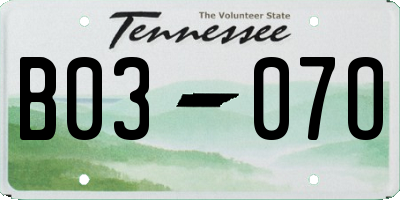 TN license plate B0307O