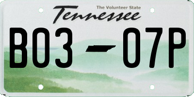 TN license plate B0307P