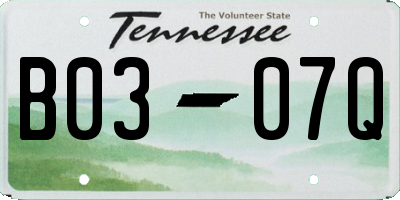 TN license plate B0307Q
