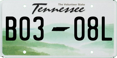 TN license plate B0308L