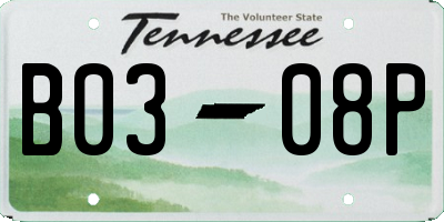TN license plate B0308P