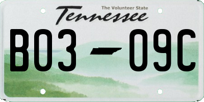 TN license plate B0309C