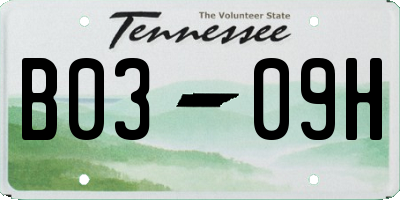 TN license plate B0309H