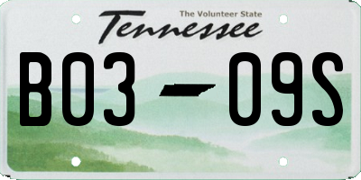 TN license plate B0309S