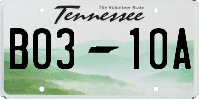 TN license plate B0310A