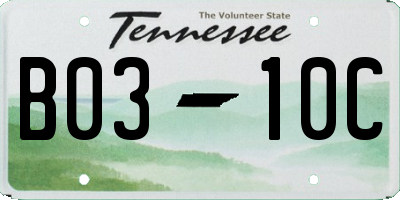 TN license plate B0310C