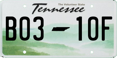 TN license plate B0310F