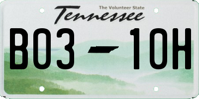 TN license plate B0310H
