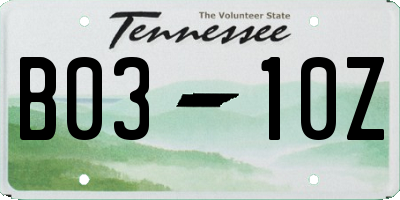 TN license plate B0310Z