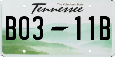 TN license plate B0311B