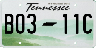 TN license plate B0311C