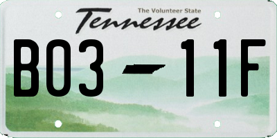 TN license plate B0311F