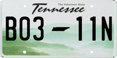 TN license plate B0311N