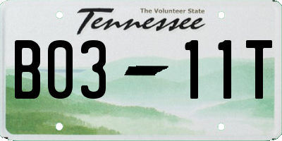 TN license plate B0311T