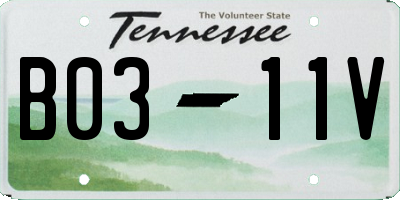 TN license plate B0311V