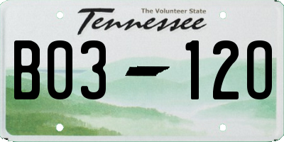 TN license plate B0312O