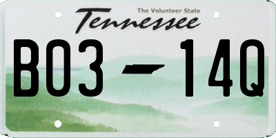 TN license plate B0314Q