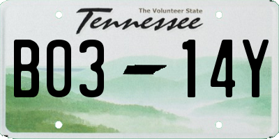 TN license plate B0314Y