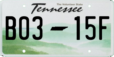 TN license plate B0315F