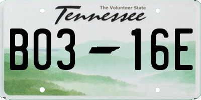 TN license plate B0316E