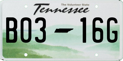 TN license plate B0316G
