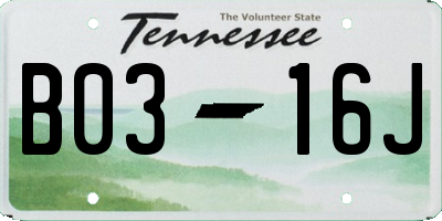 TN license plate B0316J