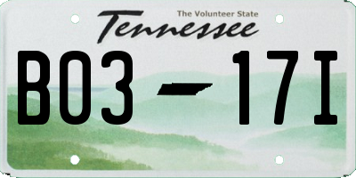 TN license plate B0317I