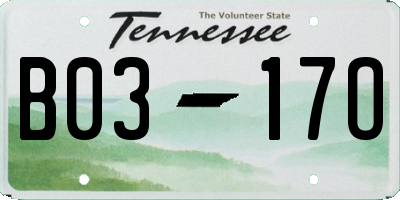 TN license plate B0317O
