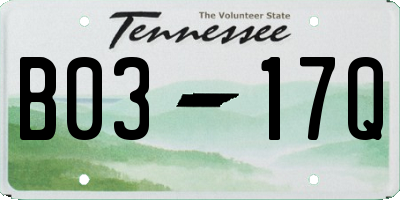 TN license plate B0317Q