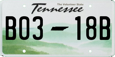 TN license plate B0318B