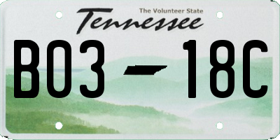 TN license plate B0318C